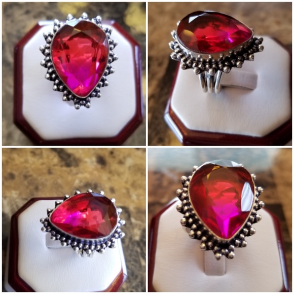 34ct Bi-Color Tourmaline Ring Size 7 - Picture 2 of 5